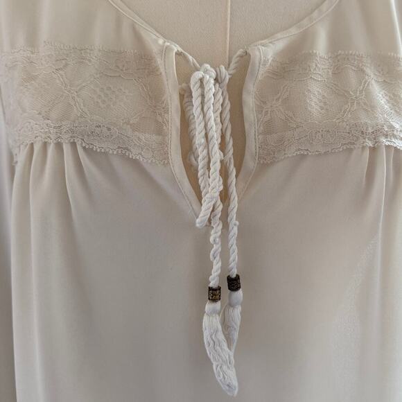 Daniel Rainn Anthropologie Cream Boho Peasant Blouse M Long Sleeve Romantic - Picture 6 of 10